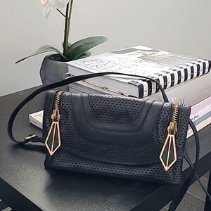 Treesje - gorgeous unique moto leather crossbody with removable strap.